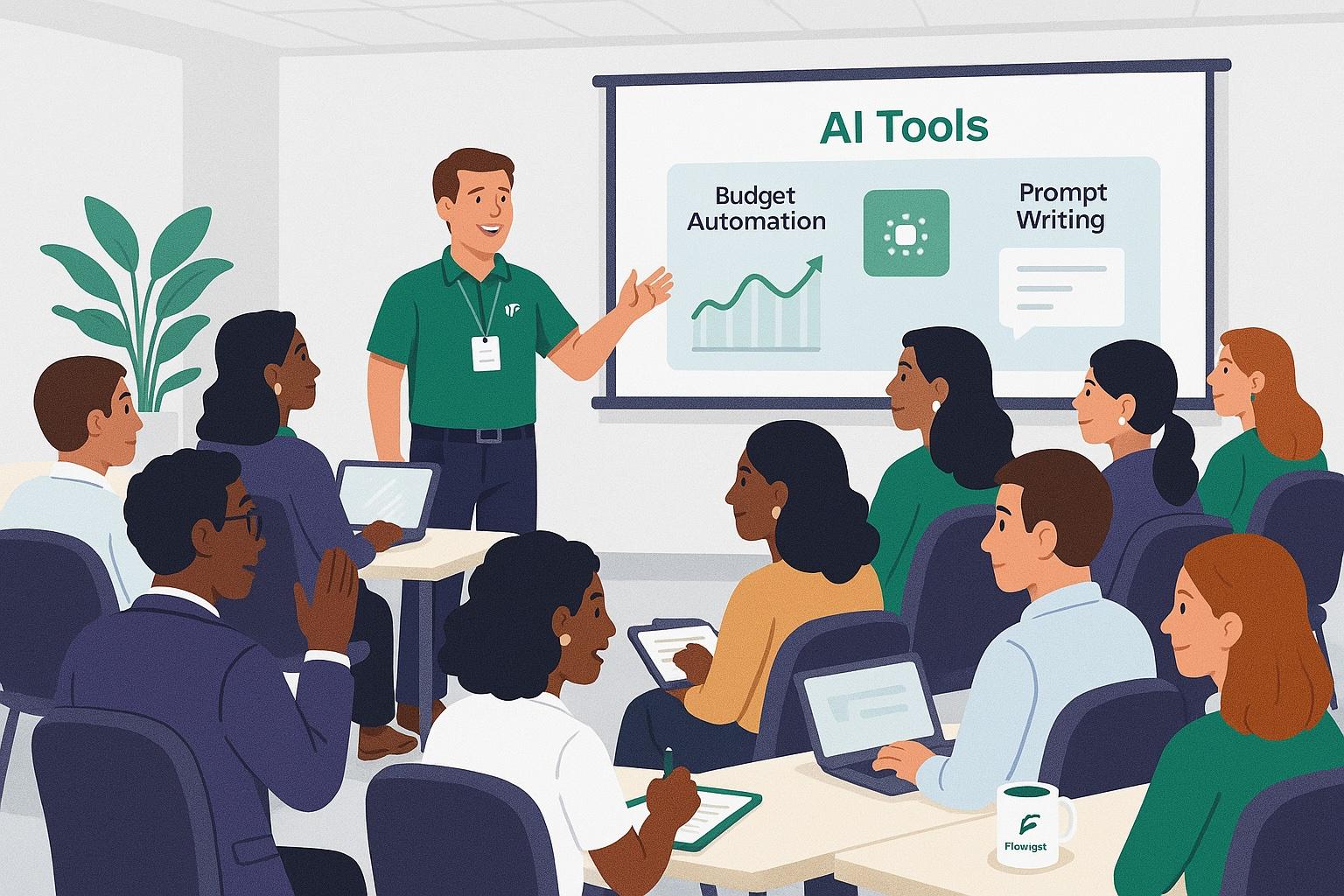 Impact data from Flowlyst AI workshops: 98% satisfaction, 50 hours saved