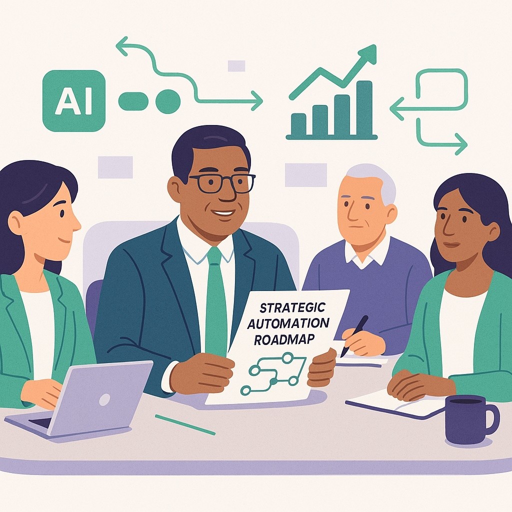 School administrator reviewing automated workflow dashboard
